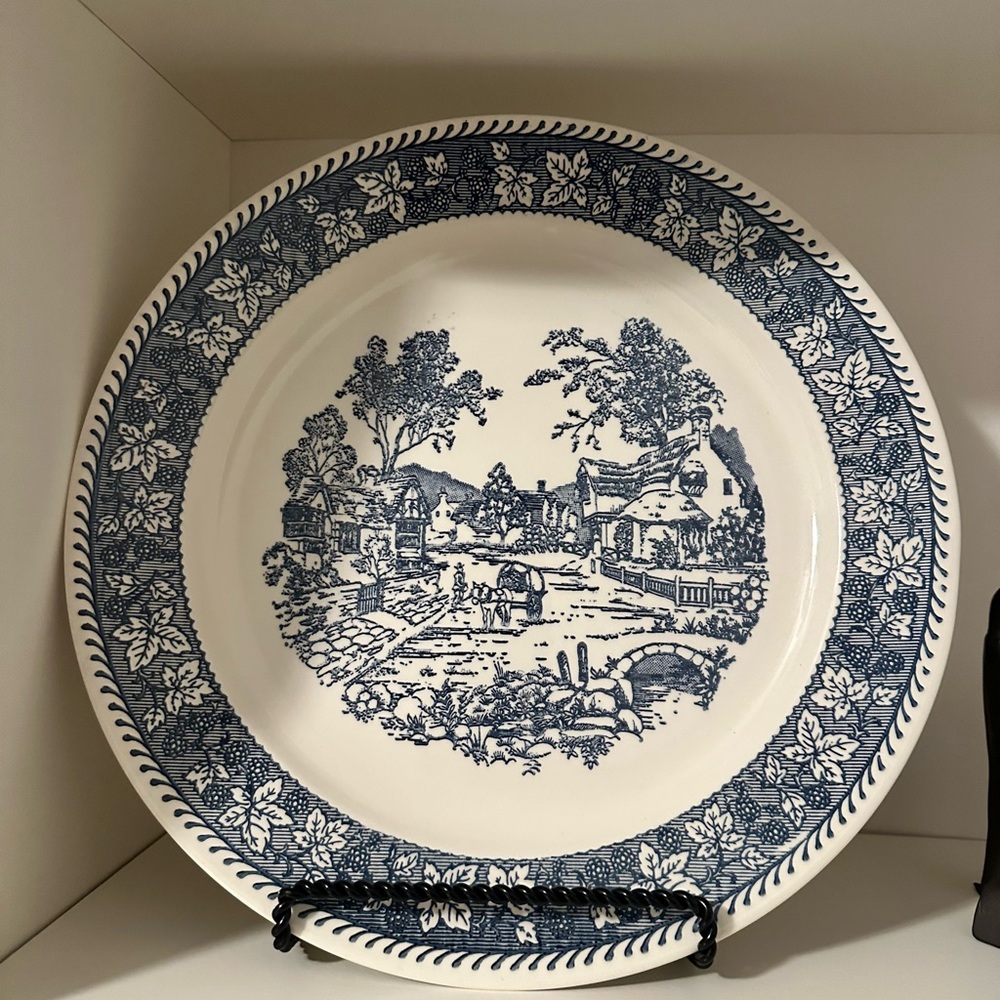 Blue and White Decorative Plate Serving Platter Large Plate Kitchen Decor